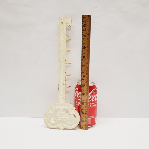 Cast Iron 12" Long Key Shaped Keychain Holder Hooks - Picture 2 of 2